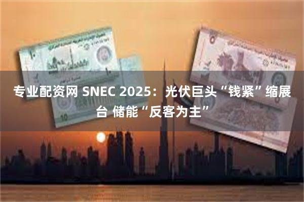 专业配资网 SNEC 2025：光伏巨头“钱紧”缩展台 储能“反客为主”